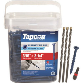Tapcon 3/16 in. x 2-1/4 in. Star Flat-Head Concrete Anchors (225-Pack) Tapcon 3/16 in. x 2-1/4 in. Star Flat-Head Concrete Anchors (225-Pack)