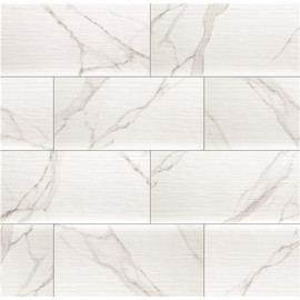 MSI Dymo Statuary Stripe White 12 in. x 24 in. Glossy Ceramic Patterned Look Wall Tile (16 sq. ft./Case)