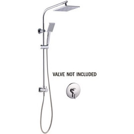 Premier Wall Bar Shower Kit 1-Spray 8 in. Square Rain Shower Head with Hand Shower in Chrome (Valve not Included)