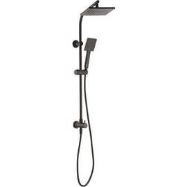 Premier Wall Bar Shower Kit 1-Spray 8 in. Square Rain Shower Head with Hand Shower in Matte Black (Valve not Included)