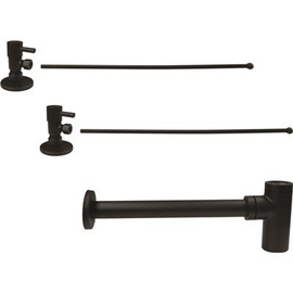 Westbrass 1-1/4 in. x 1-1/4 in. Brass Round Trap Lavatory Supply Kit, Matte Black