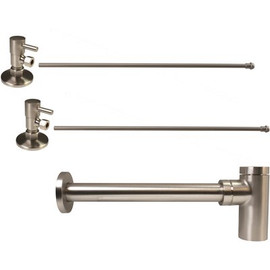 Westbrass 1-1/4 in. x 1-1/4 in. Brass Round Trap Lavatory Supply Kit, Satin Nickel