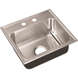 Just Manufacturing 18-Gauge Stainless Steel 17.5 in. O.D. x 19 in. 2-Hole Single Bowl Drop-In Kitchen Sink with Faucet Ledge