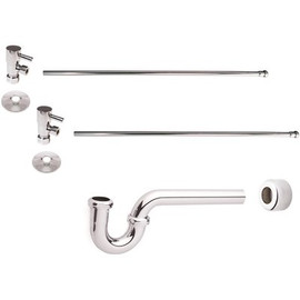 Westbrass 1-1/2 in. x 1-1/2 in. Brass P-Trap Lavatory Supply Kit, Polished Chrome