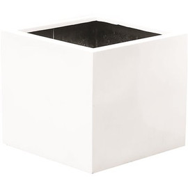 Vasesource 19 in. x 20 in. x 20 in. Jumbo Sm White Cube Fiberstone Planter