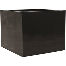 Vasesource Cube 24.5 in. x 27.5 in. x 27.5 in. Jumbo Med Black Cube Fiberstone Planter