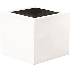 Vasesource 24 in. x 27 in. x 27 in. Jumbo Med Glossy White Cube Fiberstone Planter