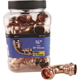 Apollo 3/4 in. x 3/4 in. Copper 90-degree Press x Press Pressure Elbow Fitting Pro Pack (15-Pack)