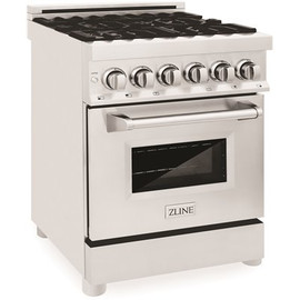 ZLINE Kitchen and Bath 24" 2.8 cu. ft. Dual Fuel Range with Gas Stove and Electric Oven in Stainless Steel (RA24)