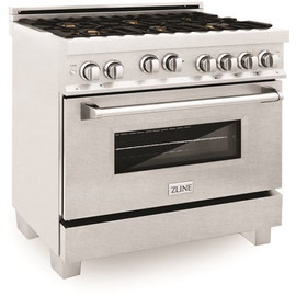 DO NOT SELL 36" 4.6 cu. ft. Gas Range with Stove and Gas Oven in DuraSnow Stainless Steel with Brass Burners