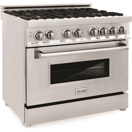36" 4.6 cu. ft. Dual Fuel Range with Gas Stove and Electric Oven in Stainless Steel with Brass Burner(RA-BR-36)
