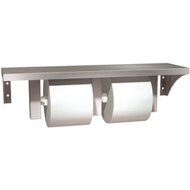 American Specialties Commercial Surface Mounted Shelf with Double Toilet Tissue Dispenser in Stainless Steel