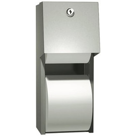 Roval Commercial Surface Mounted Twin Hide-A-Roll Toilet Paper Dispenser in Stainless Steel