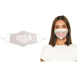 Clear Mouth White Expression Smile Communicator Face Mask for Deaf and Hard of Hearing (10-Pack)