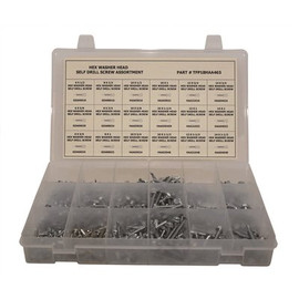 Zinc Plated External Hex Washer Head Self-Drilling Screw Assortment in Plastic Tray (465-Pieces)