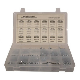 Zinc Plated Phillips Flat Head Wood Screw Assortment in Plastic Tray (270-Pieces)