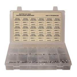 Zinc Plated Slotted Flat Head Machine Screw Assortment in Plastic Tray (330-Pieces)