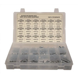 Zinc Plated Slotted External Hex Washer Head Sheet Metal Screw Assortment in Plastic Tray (275-Pieces)