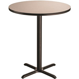 National Public Seating 36 in. Round Composite Wood Cafe Table, 42 in. Height, Grey Nebula Laminate Top and Black X-Base