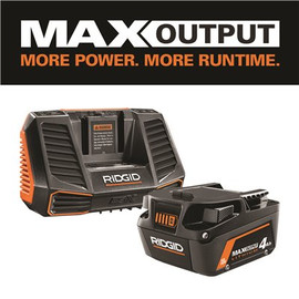 RIDGID 18V Lithium-Ion MAX Output 4.0 Ah Battery and Charger Starter Kit