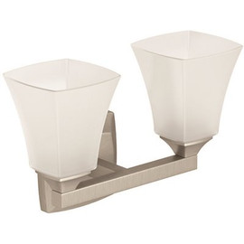 MOEN Voss 14.06 in. W x 9.5 in. H 2-Light Brushed Nickel Vanity Light with Frosted Glass Shade