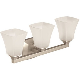 MOEN Voss 22.06 in. W x 9.5 in. H 3-Light Brushed Nickel Vanity Light with Frosted Glass Shade