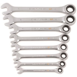 GEARWRENCH SAE 90-Tooth Combination Ratcheting Wrench Tool Set with Tray (8-Piece)