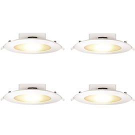 6 in. 85-Watt Equivalent Selectable CCT CEC Title 24 White Trim Canless Integrated LED J-Box Recessed Light (4-Pack)