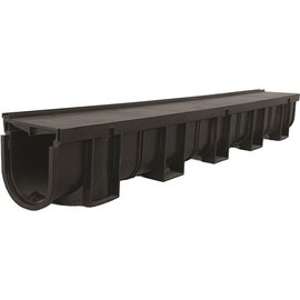 U.S. TRENCH DRAIN Deep Series Invisible Edge 39.4 in. L x 5.4 in. W x 5.4 in. H Black Trench and Channel Drain Kit