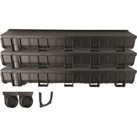 Deep Series Invisible Edge 9.84 ft. L x 5.4 in. W x 5.4 in. H Trench and Channel Drain Kit with End Caps and Connector
