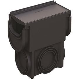 Compact Series Invisible Edge Black Drainage Pit and Catch Basin for 5.4 in. Modular Trench and Channel Drain Systems