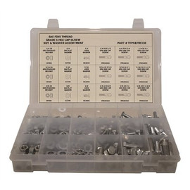 Grade 5 Hex Head Cap Screw Nut and Washer Zinc Plated Fine Thread Assortment (330-Piece) Grade 5 Hex Head Cap Screw Nut and Washer Zinc Plated Fine Thread Assortment (330-Piece)