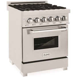 ZLINE Kitchen and Bath 24" Professional Dual Fuel Range in DuraSnow Stainless with DuraSnow Stainless Door (RAS-SN-24)