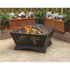 Pleasant Hearth Hutchinson 32.8 in. W x 23.7 in. H Square Steel Wood Burning Black Fire Pit Pleasant Hearth Hutchinson 32.8 in. W x 23.7 in. H Square Steel Wood Burning Black Fire Pit
