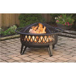 Pleasant Hearth Harmony 36 in. W x 22.8 in. H Round Steel Wood Burning Black Fire Pit