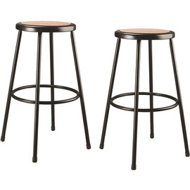 National Public Seating 30 in. Black Heavy Duty Steel Frame Stool With Masonite Seat (Pack of 2)