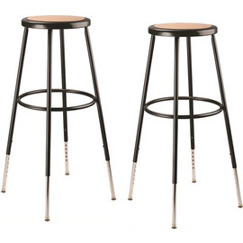 National Public Seating 32 -39 in. Black Height Adjustable Heavy Duty Steel Frame Stool With Masonite Seat (Pack of 2)