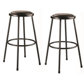 National Public Seating 30 in. Black Heavy Duty Steel Frame, Vinyl Padded Stool (Pack of 2)