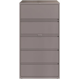 Hirsh 36 in. W Arctic Silver 5-Drawer Lateral File Cabinet with Posting Shelf and Roll-Out Binder Storage