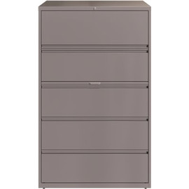 Hirsh 42 in. W Arctic Silver 5-Drawer Lateral File Cabinet with Posting Shelf and Roll-Out Binder Storage