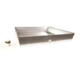 CAMCO|Camco 24 in. x 24 in. x 4 in. Galvinized Steel Water Heater Drain Pan with PVC Fitting
