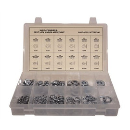 Grade 2 SAE Zinc Plated Flat Washer and Split Lock Washer Assortment in Plastic Carrying Case (280-Pieces)