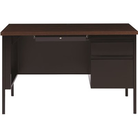 Hirsh Commercial 48 in. W x 30 in. D Rectangular Black / Walnut 3-Drawer Executive Desk with Right-Hand Single Pedestal File