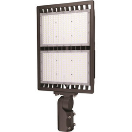 300-Watt Slipfitter Line Voltage Bronze Outdoor Integrated LED Large Landscape Flood Light, Daylight