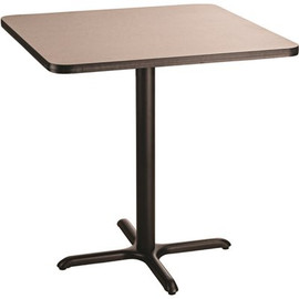 National Public Seating 36 in. Square CT Series Gray MDF Laminate Top and Black X-Base, Composite Wood Cafe Table (Seats 4)