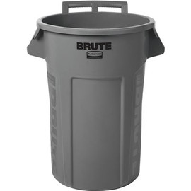 Rubbermaid Commercial Products Brute 44 Gal. Gray Round Vented Wheeled Trash Can (4-Case)