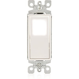 Leviton 15 Amp 120-Volt/277-Volt Decora LED Illuminated Single-Pole Rocker AC Quiet Light Switch in White