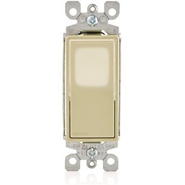 Leviton 15 Amp 120-Volt/277-Volt Decora LED Illuminated Rocker Single-Pole AC Quiet Light Switch, Ivory