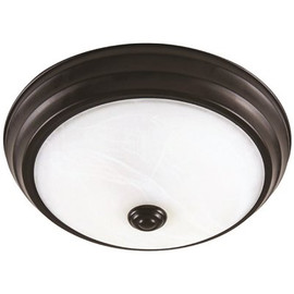 EnviroLite 11 in. Satin Bronze Integrated 2700K CCT LED Ceiling Light Flush Mount with Alabaster Glass