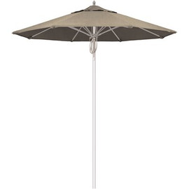 7.5 ft. Silver Aluminum Commercial Market Patio Umbrella Fiberglass Ribs and Pulley Lift in Spectrum Dove Sunbrella